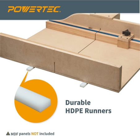 Powertec 71793 Hdpe Gönye Çubuğu 3/4" X 3/8" X 17" Çapraz Kesimli Kızak, Masa Testere Kızağı, Jig, F