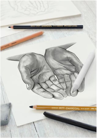 Faber-Castell Kömür Sketch Seti, 7 Parça, Kara Kalem Çizim Ve Eskiz İçin, Yüksek Kalite, Silgi Ve Ka
