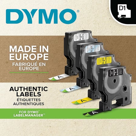 Dymo S0720580, D1 Yedek Şerit (12 Mm X 7 Mt), Sarı/Siyah (45018)