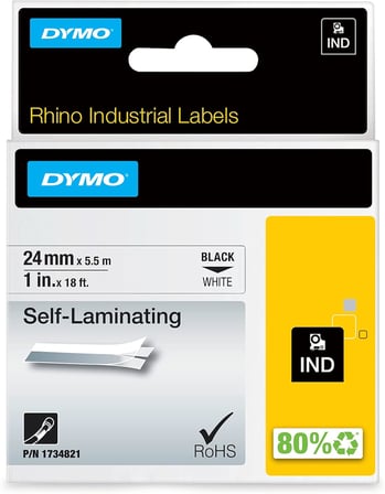 Dymo Rhinopro, Lamine Vinil (24 Mm X 5.5 Mt), Beyaz/Siyah - 1734821