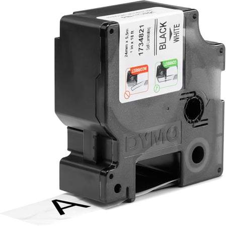 Dymo Rhinopro, Lamine Vinil (24 Mm X 5.5 Mt), Beyaz/Siyah - 1734821