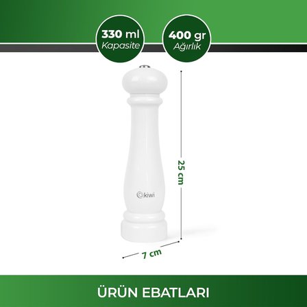 Kiwi Kspg-4810 Otomatik Tuz&Baharat Değirmeni (Beyaz)