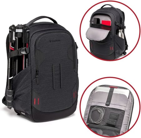 Manfrotto Pro Light Backloader M, Backpack For Mirrorless Cameras, Top And Rear Access, Double Tripo