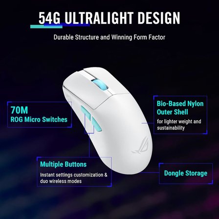 Asus Rog Harpe 54 G Ultra Hafif 36.000 Dpi Kablosuz Oyun Faresi, 5 Programlanabilir Düğme