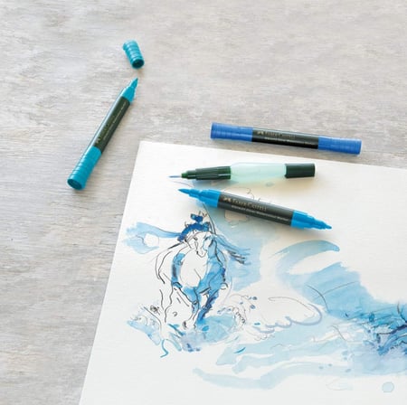 Faber-Castell Albrecht Dürer Suluboya Markör Seti, 10’Lu, Çift Uçlu, Suda Çözünebilir Mürekkep, Parl