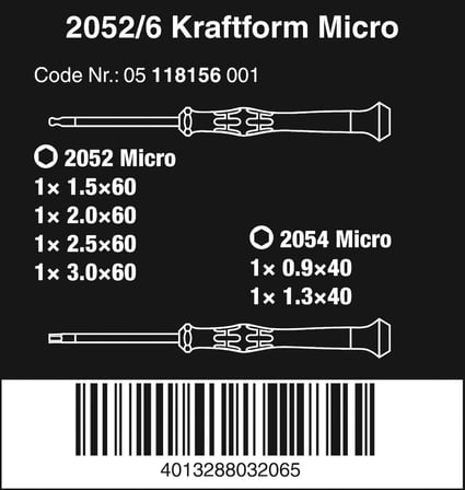 Wera Elektronikçi Tornavida Seti 2052/6 + Raf, 6 Parça, 05118156001