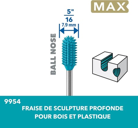 Dremel Max High Performance Power Carving Bit (9954), Malzeme Paslanmaz Çelik, 7,9 Mm Çap "Küre Başl