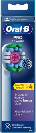 Oral-B 3D White X-Filament Şarjlı Diş Fırçası Yedek Başlığı 4 Adet