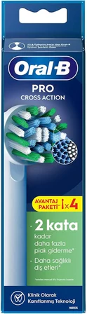 Oral-B Cross Action X-Filament Şarjlı Diş Fırçası Yedek Başlığı 4 Adet