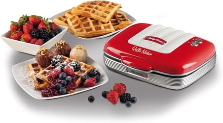 Ariete Party Time Waffle Makinesi Kırmızı 1973/00-700 Watt, Güç Hazır Işık Göstergesi, Kablo Sarma, 