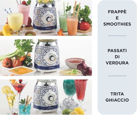 Ariete Capri Cam Smoothie Blender 0583/0C - 1000 Watt, 1,5 Litre Kapasiteli Cam Sürahi, Buz Kırma Fo