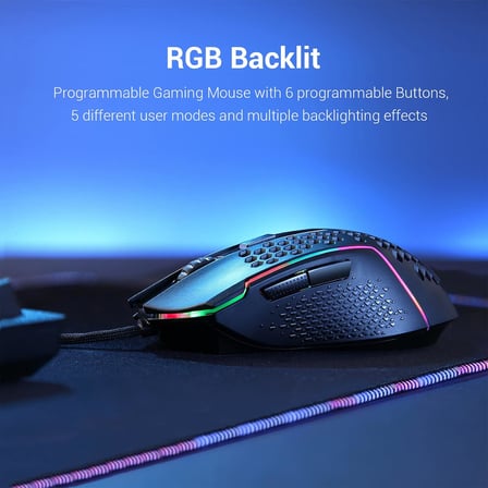 Redragon M987 Hafif 55G Petek Oyun Faresi Rgb Arkadan Aydınlatmalı Kablolu 6 Düğmeler Programlanabil