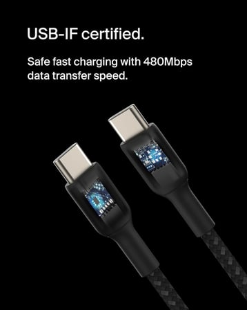 Belkin Boostcharge (6.6Ft) Braided Usb-C To Usb-C Cable For Iphone 16, Iphone 16 Pro, Iphone 16 Pro 