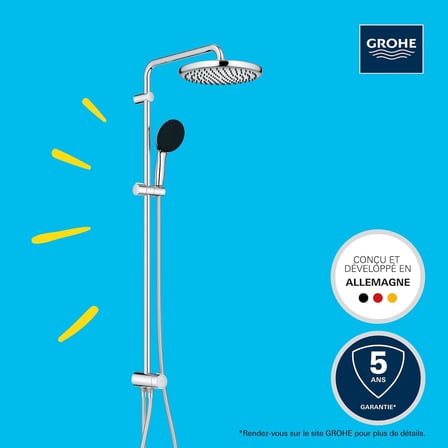 Grohe Vitalio Start 250 Yön Değiştiricili Duş Sistemi, 920Mm Duvar Dışı Bağlantılı, 2 Akışlı Yuvarla