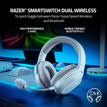 Razer Barracuda X - Kablosuz Çoklu Platform Oyun Ve Mobil Kulaklık (Smartswitch Çift Kablosuz, Ergon