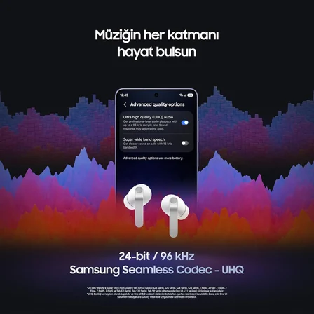 Samsung Galaxy Buds4 Pro, Beyaz, Metal Gövde, 2 Yollu Hoparlör & Çift Amplifikatör, Geliştirilmiş An
