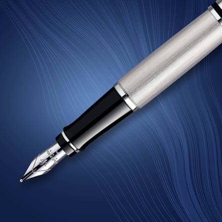 Waterman Expert Paslanmaz Çelik Krom Tasarımlı Dolma Kalem, Orta Kalınlıkta Uç, Mavi Mürekkep