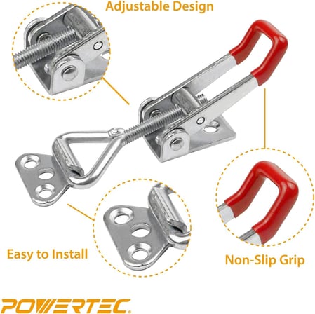 Powertec 20332 Çekme Aksiyon Mandalı Geçiş Kelepçe 1814-99 Kg Tutma Kapasitesi Kırmızı Vinil Saplı K