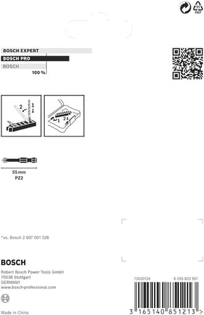 Bosch Professional Accessories 2608522331-Tornavida Ucu "Set" Impact Control Pz2 50 Mm 8-Parça, 0 W,