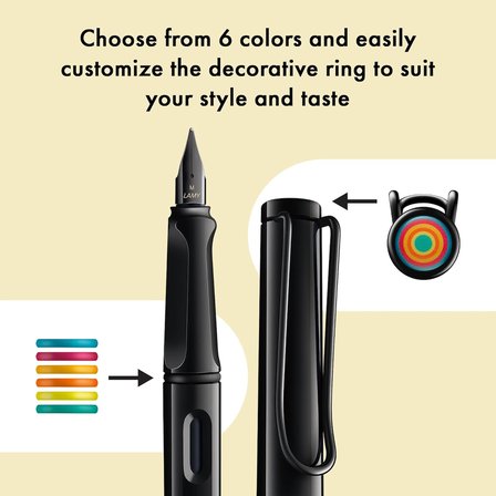 Lamy Safari Dolma Kalem Metal Klips Ef Uc All White Multi Coloured Rings Set