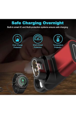 Caseonn Taşınabilir Şarj Dönüştürücü Adaptörü Type-C Siyah Fenix 6X Pro Ile Uyumlu