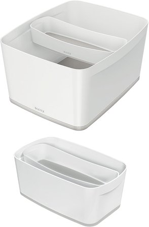 Leitz Mybox Uzun Masaüstü Düzenleme Kutusu, Parlak Görünüm, Plastik, Beyaz/Gri, 52581001
