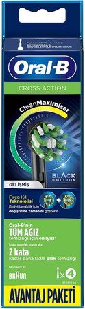 Oral-B Cross Action Siyah Şarjlı Diş Fırçası Yedek Başlığı 4 Adet