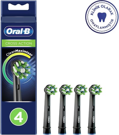 Oral-B Cross Action Siyah Şarjlı Diş Fırçası Yedek Başlığı 4 Adet