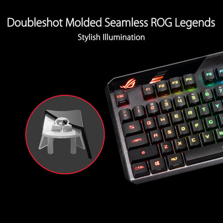 Asus Rog Pbt Çift Kalıplı Tuş Başlığı Seti, Rog Rx Optik Mekanik Anahtarlar Için, Siyah, 123 Tuş, Tu