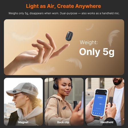 Saramonic Iphone 17/16/15 Ve Android Için Air Se Kablosuz Mini Mikrofon, 48Khz/24-Bit, Ai Gürültü En
