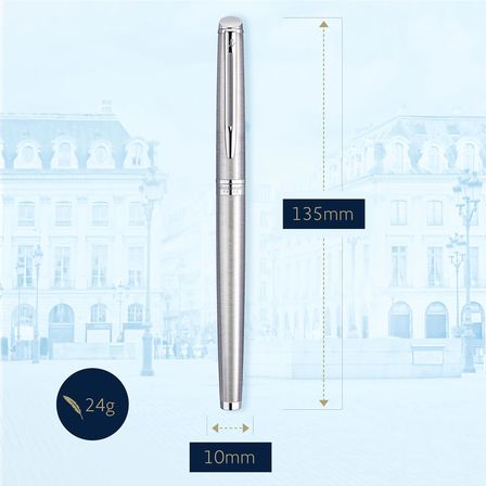 Waterman Hemisphere Paslanmaz Çelik Krom Tasarımlı Dolma Kalem, Orta Kalınlıkta Uç, Mavi Mürekkep