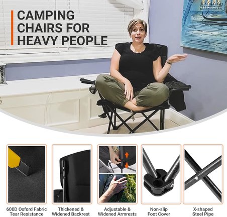 Kingcamp Lotus Xl Cool Ice Ultra Konforlu & Takviyeli Kamp Sandalyesi Black