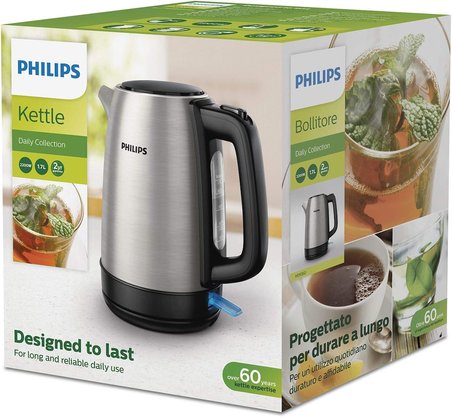 Philips Daily Collection Hd9350/92 1.7L 2200 W Siyah, Paslanmaz Çelik Elektrikli Su Kaynatıcı