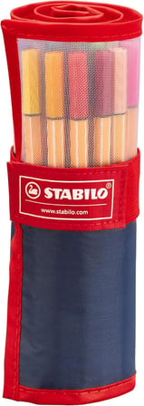 Stabilo Point 88 - İnce Keçe Uçlu Kalem - 25'Li Roller Set - Çeşitli Renkler
