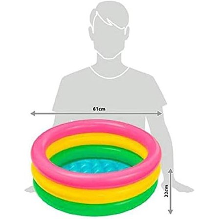 Intex 57107 Renkli Şişme Taban 3 Bölme Havuz 61 Cm, Su Sporları, Plaj Malzemesi, Şişme Ürün, Yüzme A