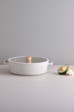Neoflam Fika Cam Kapaklı Alüminyum Döküm Sığ Tencere 30 Cm D-Neof230L