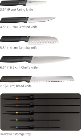Joseph Joseph Elevate Knives Store 10545 Bıçak Seti, 5 Parça, Çekmeceye Yerleştirmek Için Saklama Te