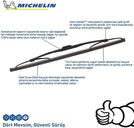 Michelin Rainforce™ Mcr340 34Cm 1 Adet Universal Telli Arka Silecek