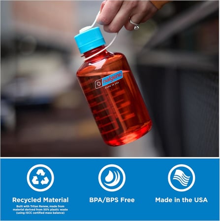 Nalgene Sustain Tritan Bpa İçermeyen Su Şişesi,%50 Plastik Atık, 16 Oz, Dar Ağız, Pamuk