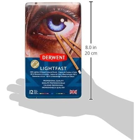 Derwent Lightfast Kalemler Seti 12 Renk - Metal Kutulu, Profesyonel Kalite, 2302719