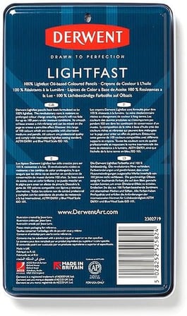 Derwent Lightfast Kalemler Seti 12 Renk - Metal Kutulu, Profesyonel Kalite, 2302719