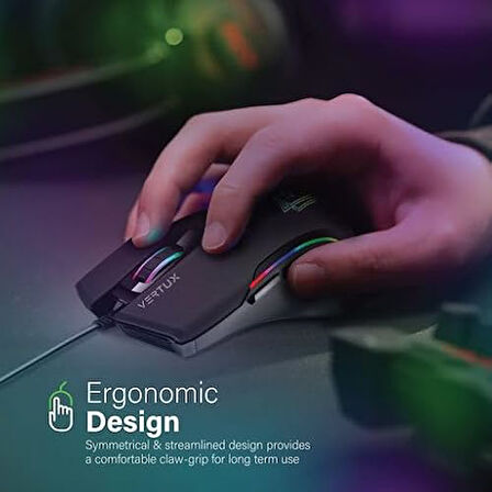 Vertux Oyuncu Mouse Gamecharged™ Hafif Oyun Özel Led Işıklı 10.000 Dpi - Vertux Assaulter