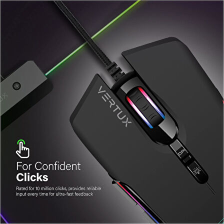 Vertux Oyuncu Mouse Gamecharged™ Hafif Oyun Özel Led Işıklı 10.000 Dpi - Vertux Assaulter