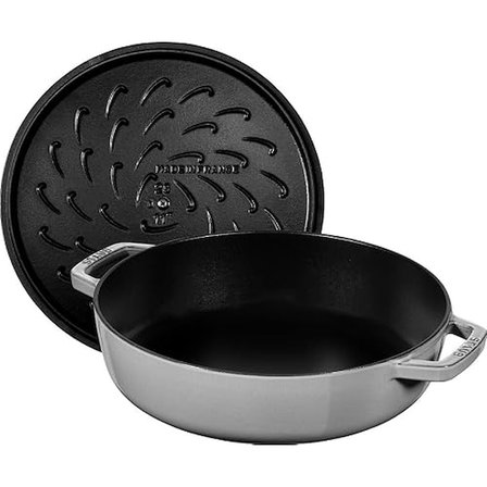 Staub Chistera Yağmur Efektli Kapaklı Döküm Tencere, Gri, 24 Cm