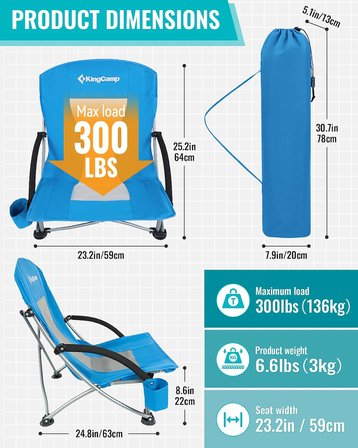 Kingcamp Lilac Beach Chair Plaj Ve Dinlenme Sandalyesi Blue