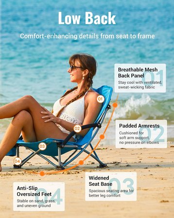 Kingcamp Lilac Beach Chair Plaj Ve Dinlenme Sandalyesi Blue