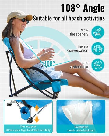 Kingcamp Lilac Beach Chair Plaj Ve Dinlenme Sandalyesi Blue