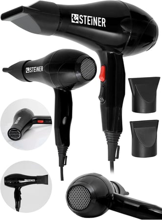 Steiner Alman 3800 Watt Profesyonel Saç Kurutma Makinesi Fön Makinesi Ac Motor Ms-9001 Siyah + 2 Ade