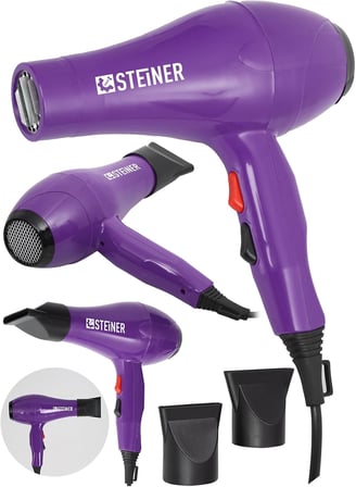 Steiner Alman 3400 Watt Profesyonel Saç Kurutma Makinesi Fön Makinesi Ac Motor Ms-9001 Mor + 2 Adet 