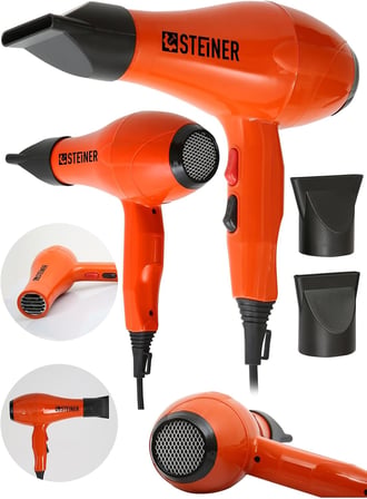 Steiner Alman 3800 W Profesyonel Saç Kurutma Makinesi Fön Makinesi Ac Motor Ms-9001 Turuncu + 2 Adet